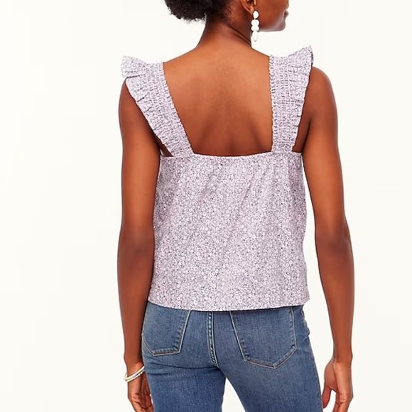 J Crew Smocked ruffle-shoulder tank top Size Medium - Picture 4 of 12